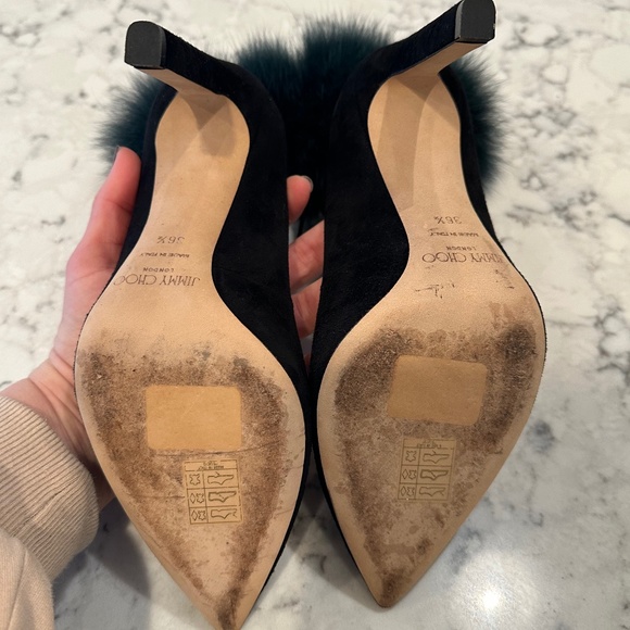 Jimmy Choo Suede PomPom Heels - Picture 7 of 8